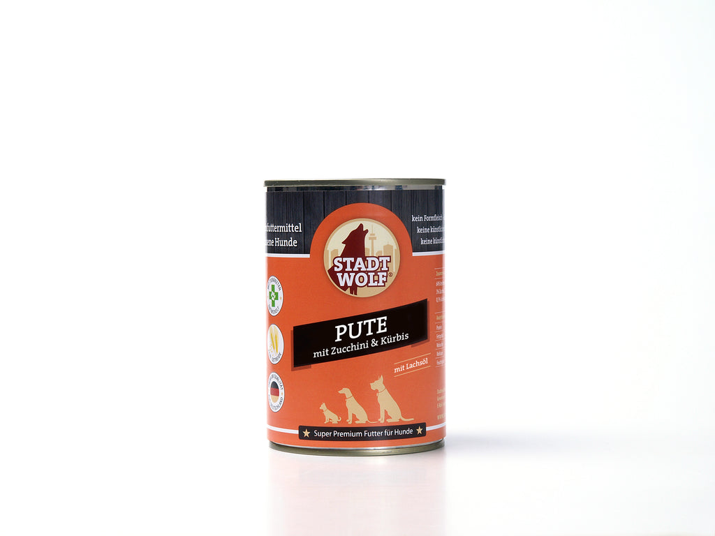 Stadtwolf Nassfutter mit Pute, 400g Dose, für Hunde – gesundes, hochwertiges Hundefutter bei AmbraPet