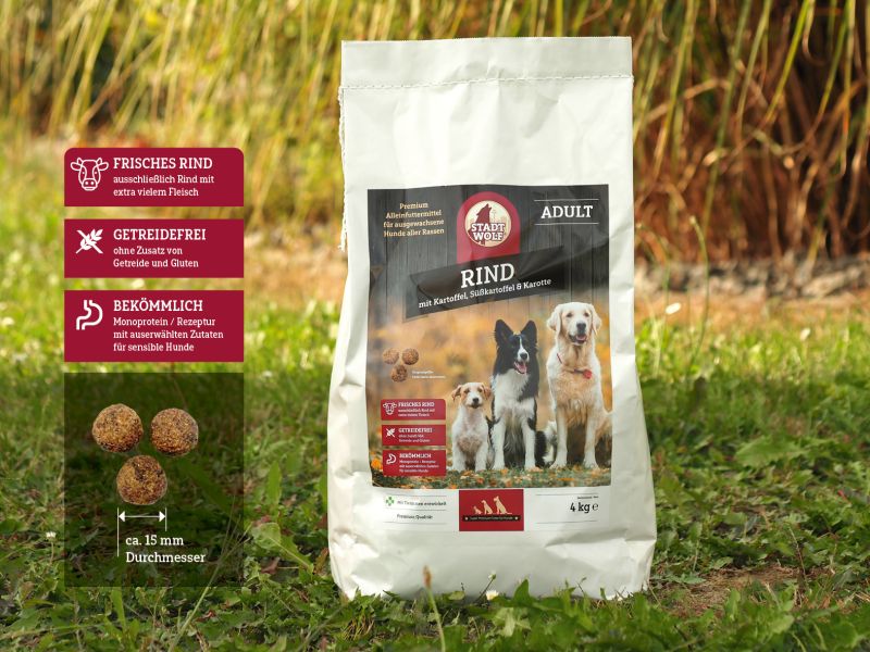 STADTWOLF Premium Hundefutter-Rind mit Kartoffel, Süsskartoffel & Karo ...